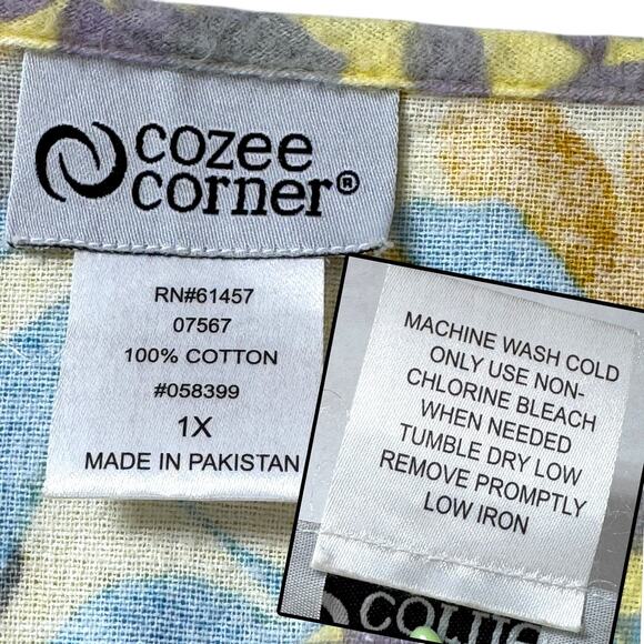 Cozee Corner Long Flannel Nightgown 1X Yellow Floral Maxi Granny Gown Cottage - Picture 5 of 13